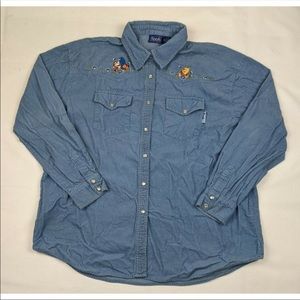 Vintage Winnie The Pooh Tigger Disney Pearl Snap Shirt Corduroy Womens L